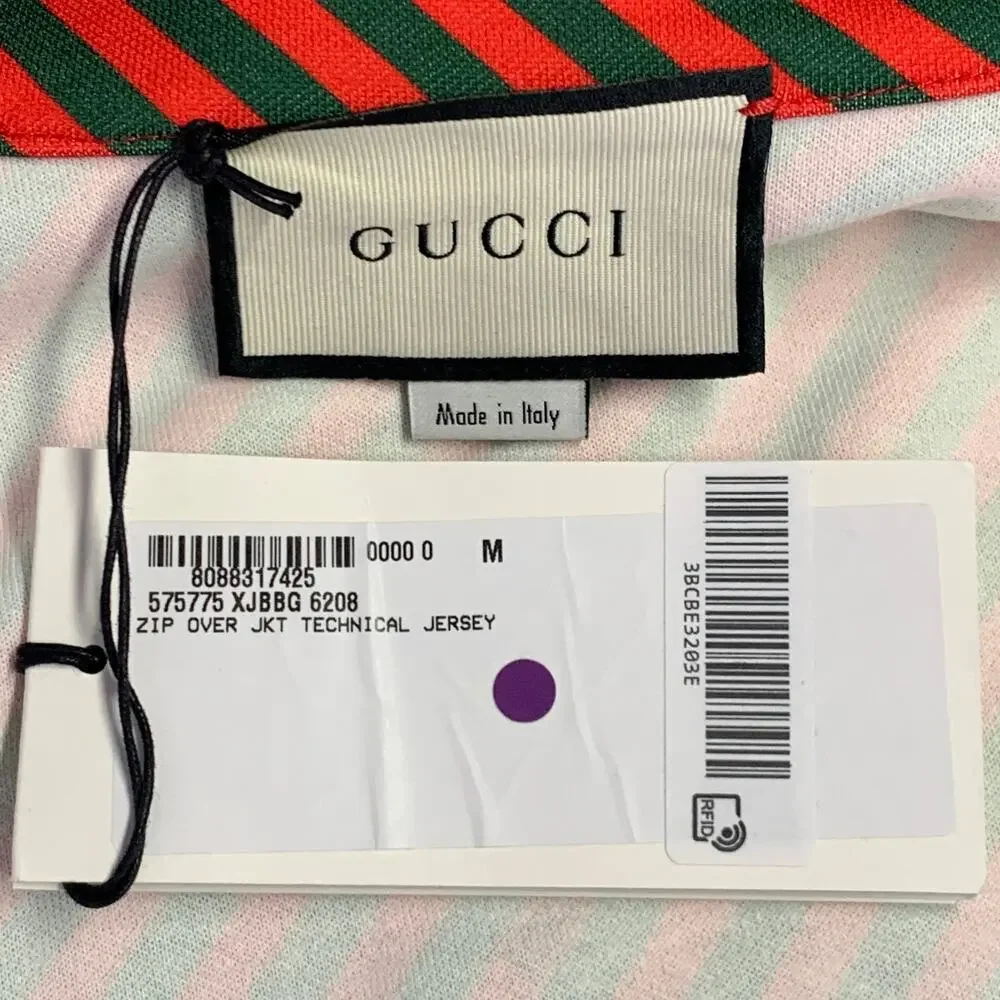 GUCCI Size M Red Green Stretch Polyester Cotton Technical Jersey Jacket
